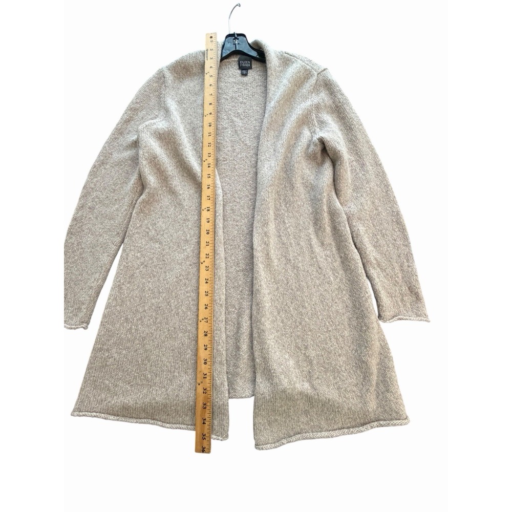 Eileen Fisher Alpaca Wool Cardigan Medium Italian Yarn Beige Minimalist #RR-3 - Picture 6 of 8